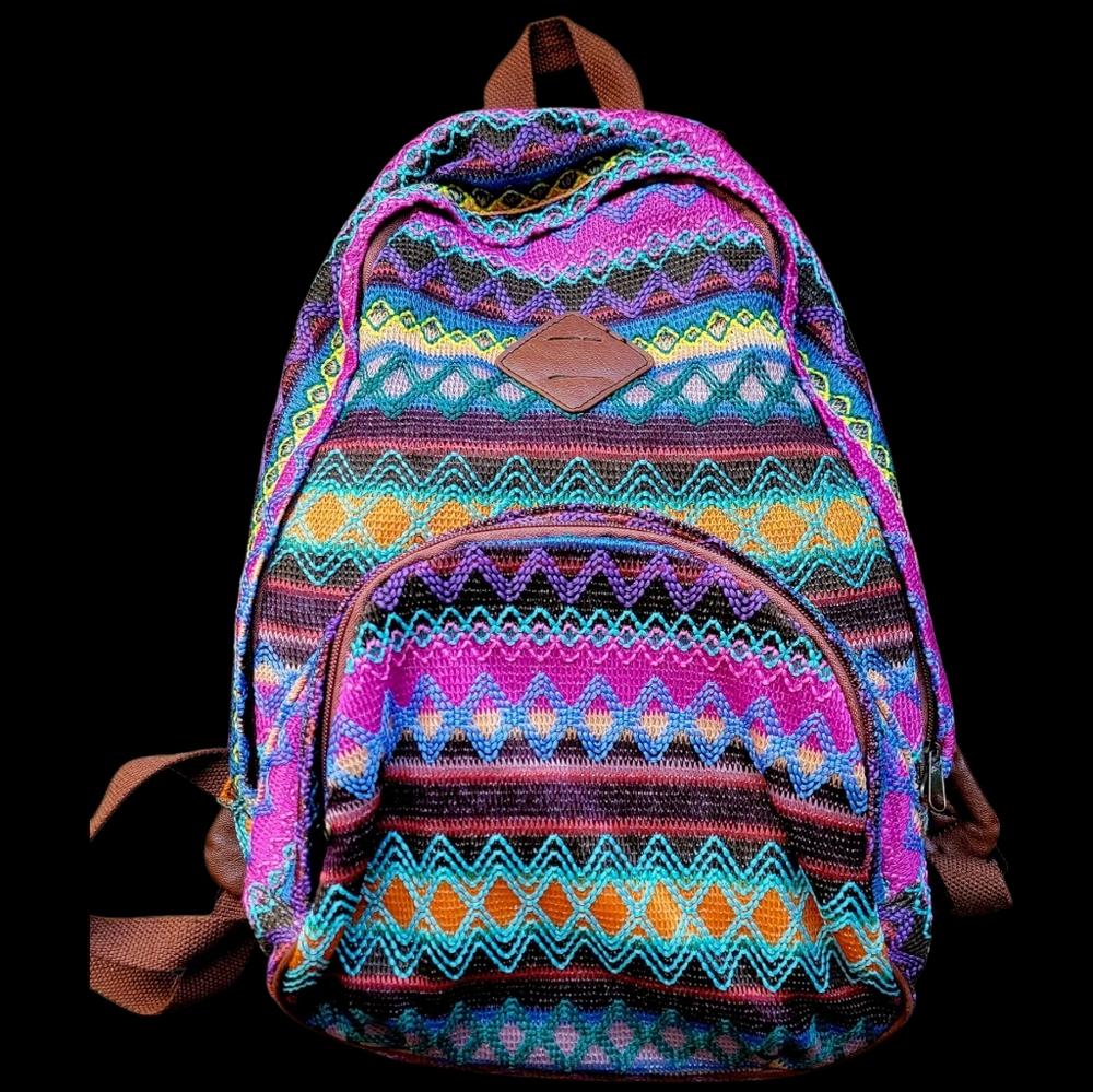 Boho Backpack Colorful Embroidery Faux Leather Straps Mossimo Supply Co